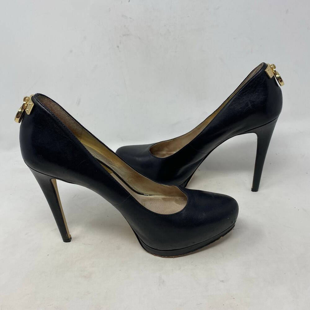 Michael Kors Hamilton Pump Platform Heel Black Leather Womens Size 7.5 - Picture 6 of 8